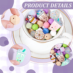 DIY Round & Milk Tea & Donuts Silicone Beadable Pen Making Kits&nbsp;DIY-PH0023-08