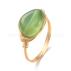 Natural Agate Oval Finger Rings&nbsp;RJEW-JR00441-03