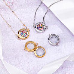 4Pcs 2 Colors Stainless Steel Floating Locket Links Connector Charms&nbsp;STAS-HS0001-40A