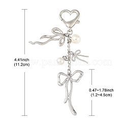 Bowknot Alloy & ABS Plastic Imitation Pearl Pendant Decoration&nbsp;HJEW-YW00092-01