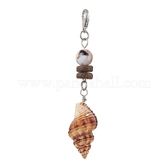 6Pcs Natural Freshwater Shell & Alloy Pendant Decorations&nbsp;HJEW-JM02735
