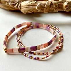 4Pcs 4 Styles Bohemia Glass Seed Beads & Synthetic Non-magnetic Hematite Beads Stretch Bracelets&nbsp;FI4586-1