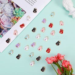 60Pcs 6 Colors Alloy Enamel Pendants&nbsp;ENAM-SZ0004-05