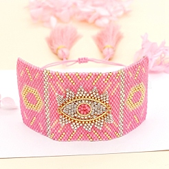 Friendship Eye Loom Pattern Seed Beads Bracelets for Women&nbsp;BJEW-Z013-15B