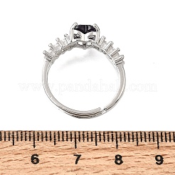 Brass Pave Cubic Zirconia Cuff Open Rings&nbsp;CU-CBA5C10-19P