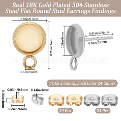 48Pcs 2 Styles Stainless Steel Stud Earring Findings&nbsp;STAS-BBC0010-23C