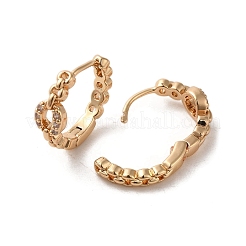 Brass Micro Pave Cubic Zirconia Hoop Earrings&nbsp;EJEW-C073-34KCG