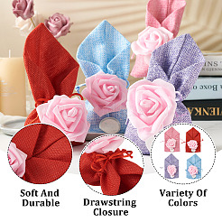 20Pcs 4 Colors Polyester Ramie Blended Yarn Jewelry Drawstring Gift Bags&nbsp;ABAG-BT0001-05