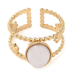 Oval Natural White Jade Finger Rings&nbsp;RJEW-Z057-11G-05