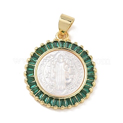 Religion Brass Micro Pave Cubic Zirconia Pendants&nbsp;KK-L268-014G-B