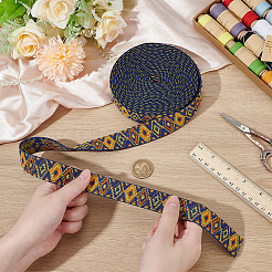 Rhombus Pattern Ethnic Style Polyester Ribbons&nbsp;OCOR-BC0009-21A