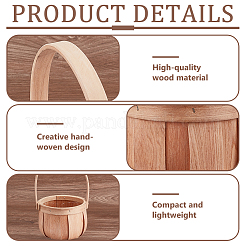 Wooden Apple Flower Baskets with Handle&nbsp;AJEW-GA0009-57