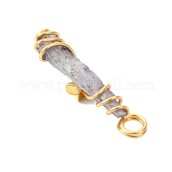 2Pcs Electroplated Natural Quartz Crystal Dyed Copper Wire Wrapped Pendants&nbsp;PALLOY-JF03164-01