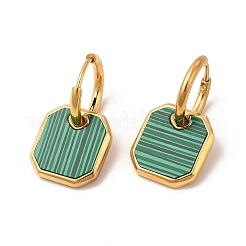Synthetic Malachite Octogon Dangle Hoop Earring & Pendant Nacklace&nbsp;SJEW-P002-04G