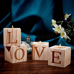 Valentine's Day Natural Wood Candle Holder&nbsp;AJEW-GA0002-72