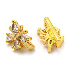 Rack Plating Brass Pave Cubic Zirconia Slide Charms&nbsp;KK-TAC0016-04G-01