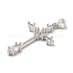 Rack Plating Brass Micro Pave Cubic Zirconia Pendants&nbsp;KK-F869-15P
