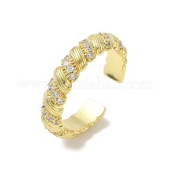 Brass Micro Pave Cubic Zirconia Cuff Open Rings&nbsp;RJEW-C163-21G