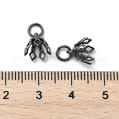 Flower Rack Plating Brass Filigree Bead Cap Bails&nbsp;KK-L102-27B