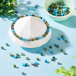 200Pcs 4 Styles Natural Green Spot Jasper & TaiWan Jade & Dyed Howlite & African Turquoise(Jasper) Beads&nbsp;G-TA0003-05B