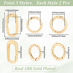 6Pcs 3 Styles Brass Spring Gate Clasps&nbsp;FIND-SC0020-70