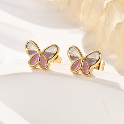 304 Stainless Steel Enamel Stud Earrings&nbsp;EJEW-B009-17G
