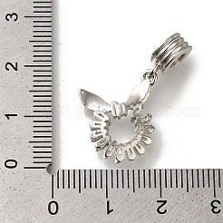 Rack Plating Brass Pave Clear Cubic Zirconia European Dangle Charms&nbsp;KK-H485-21G