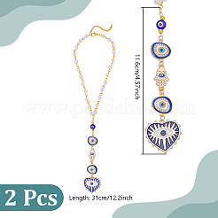 2Pcs Handmade Evil Eye Lampwork & Alloy Enamel Hanging Ornaments&nbsp;HJEW-HY00182