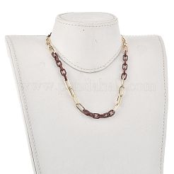 Opaque Cellulose Acetate(Resin) & Iron Paperclip Chains Necklaces&nbsp;NJEW-JN02991-03