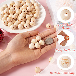 80Pcs 8 Styles Unfinished Natural Wood European Beads&nbsp;WOOD-CW0001-04