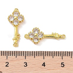 Real 18K Gold Plated Brass Pave Cubic Zirconia Connector Charms&nbsp;KK-L209-042G-01