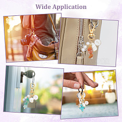 10Pcs 10 Styles Natural & Synthetic Gemstone Chip & Flat Round with Number 0~9 Alloy Enamel Pendant Decorations&nbsp;HJEW-GO00102