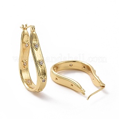 Clear Cubic Zirconia Teardrop with Star Hoop Earrings&nbsp;EJEW-I280-09G