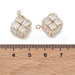 Brass Micro Pave Clear Cubic Zirconia Pendants&nbsp;CU-CBAD360-10G