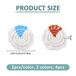 4Pcs 2 Colors Handmade Macrame Cotton Coasters&nbsp;AJEW-FH0006-79
