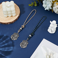 2Pcs Shield with Archangel Michael Guardian Stainless Steel Pendant Decorations&nbsp;HJEW-OC00341