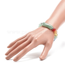 Natural Green Aventurine Rectangle & Mixed Stone Beaded Stretch Bracelet&nbsp;BJEW-JB08981-01