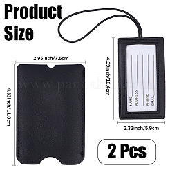 2Pcs PU Leather Pull Out Luggage Tag with Lanyard&nbsp;AJEW-CL0001-89A