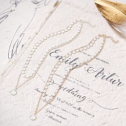 2Pcs 2 Colors Plastic Imitation Pearl Pendants Double Layer Necklaces Set&nbsp;NJEW-AN0001-11