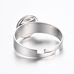 Tarnish Resistant Adjustable 304 Stainless Steel Finger Rings Components&nbsp;LS-STAS-G187-01P-8mm