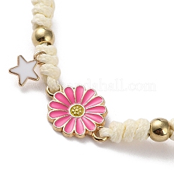 Sunflower Alloy Enamel Charms Braided Bracelets&nbsp;LS-BJEW-A016-02