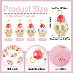 8Pcs 4 Colors Glass Seed Beaded Cupcake Pendants&nbsp;FIND-TA0009-15