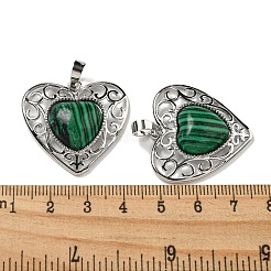 Synthetic Malachite Peach Love Heart Pendants&nbsp;G-G158-01T
