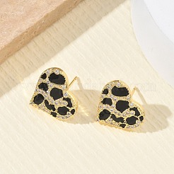 Brass Micro Pave Cubic Zirconia Stud Earrings for Women&nbsp;EJEW-A168-09G