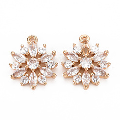 Rack Plating Brass Micro Pave Clear Cubic Zirconia Pendants&nbsp;X-KK-T060-43-RS