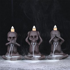 3Pcs 3 Style Ceramic Skull Backflow Incense Burner Smoke Waterfall Incense Holder&nbsp;JX842A