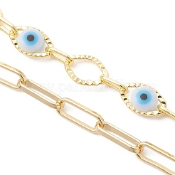 Handmade Plastic Evil Eye Link and Brass Paperclip Chain Bracelet Making&nbsp;AJEW-JB01565