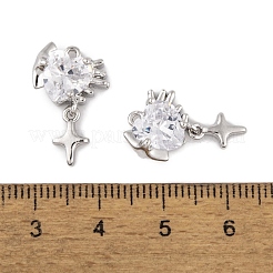 Brass Micro Pave Clear Cubic Zirconia Pendants&nbsp;KK-L212-13P
