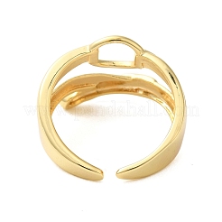 Oval Buckle Brass Double Layer Open Cuff Rings for Women&nbsp;RJEW-A046-04G