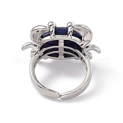 Natural Lapis Lazuli Crab Open Cuff Ring&nbsp;RJEW-I090-01P-11